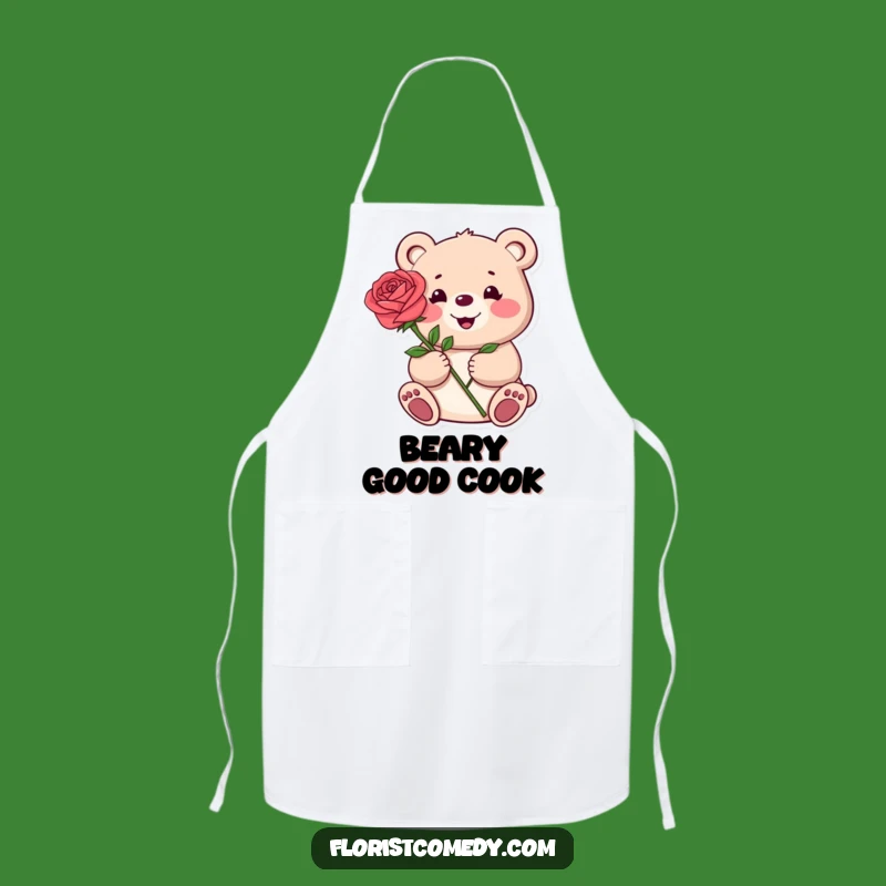 Funny Bear Baker Apron: Sweet Treats with a Rosey Touch