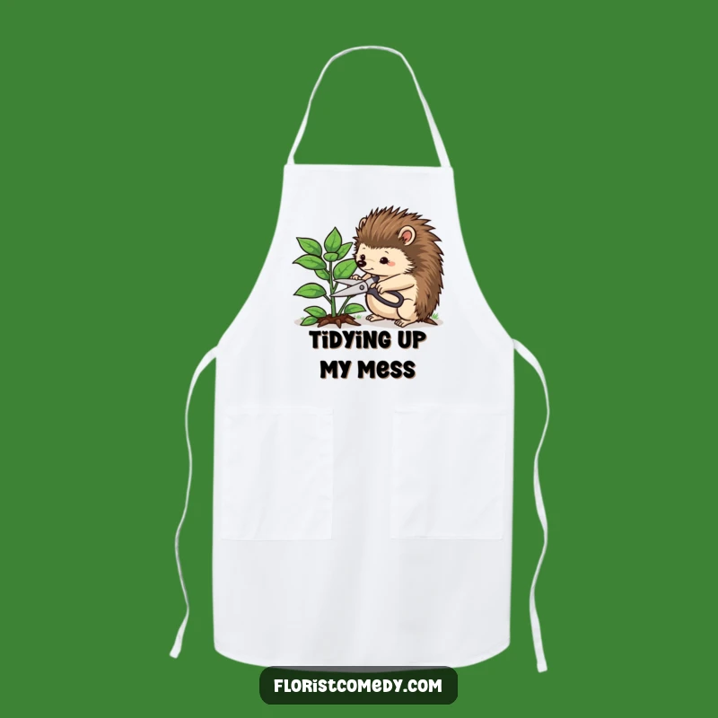 Funny Hedgehog Gardener Apron: Determined Hedgehog Trimming Plant, Durable Funny Gift for Cooks