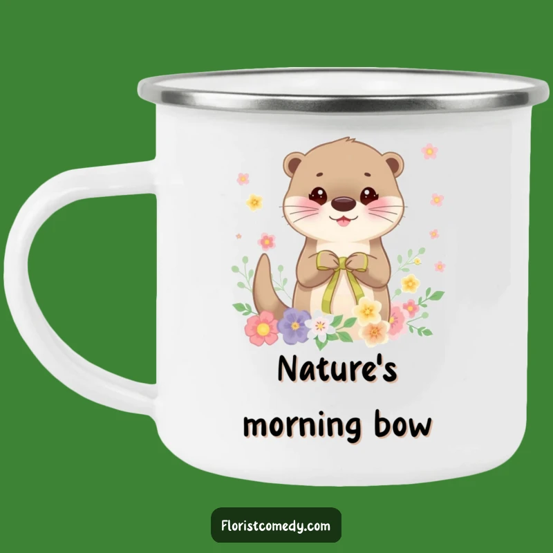 Funny Otter Camp Mug: Cheerful Florist Design - Outdoor Gift!