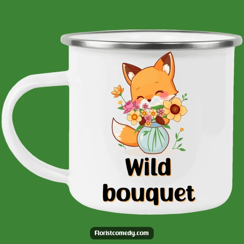 Funny Fox Flower Camping Mug - Artistic Adventures & Warm Sips
