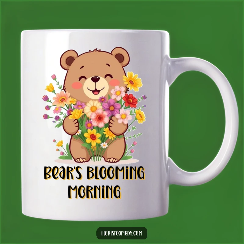 Funny Bear Wildflower Bouquet Mug: A Cheerful Gift for Nature Lovers