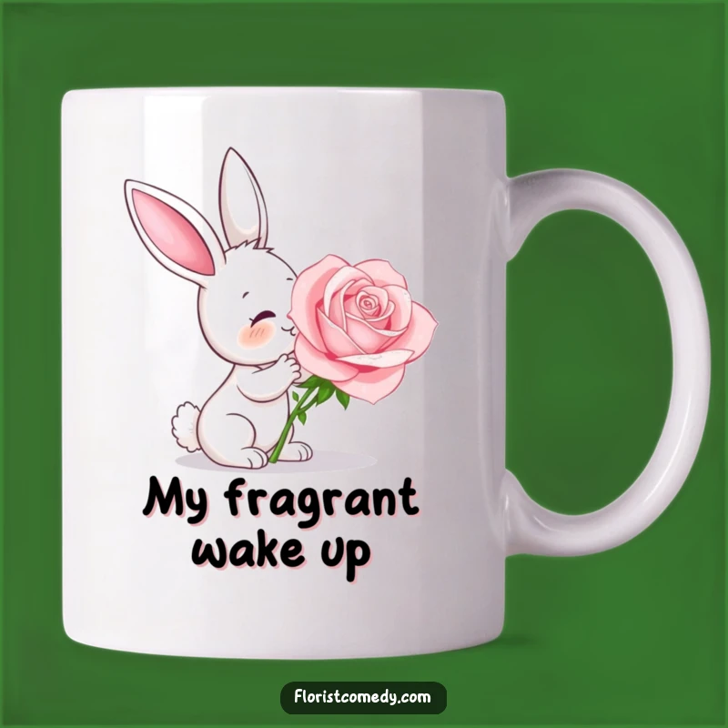 Funny Curious Bunny Rose Mug - Delightful Floral Humor Gift