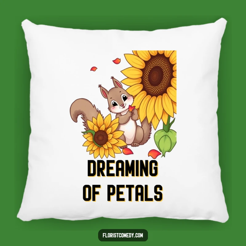 Funny Squirrel Sunflower Pillow: Curious Squirrel Picking Petals, Soft Funny Gift for Comfort