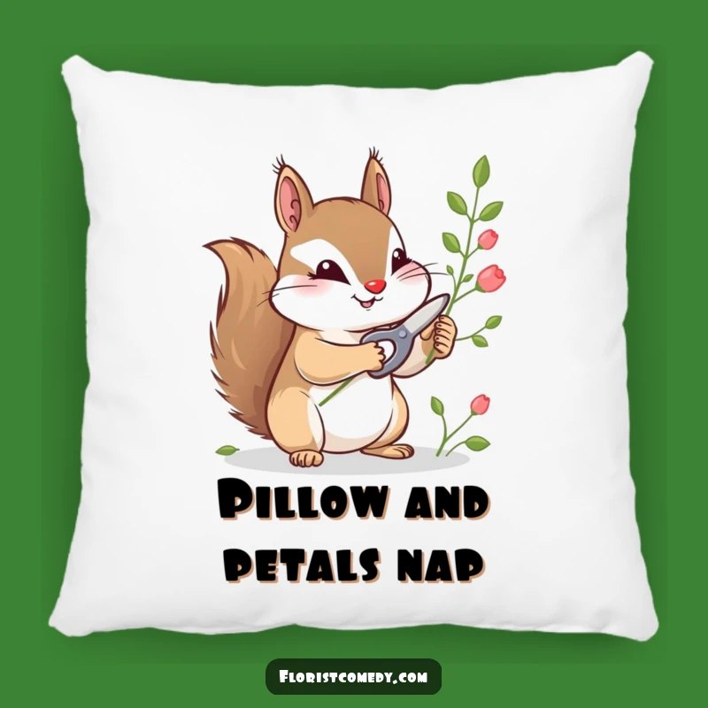 Funny Squirrel Gardener Pillow: Cozy Comfort with a Touch of Green
