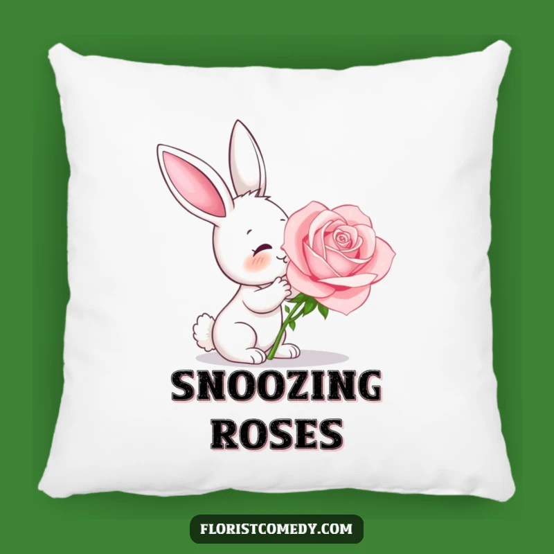 Funny Bunny Rose Pillow - Cozy Comfort & Floral Smiles