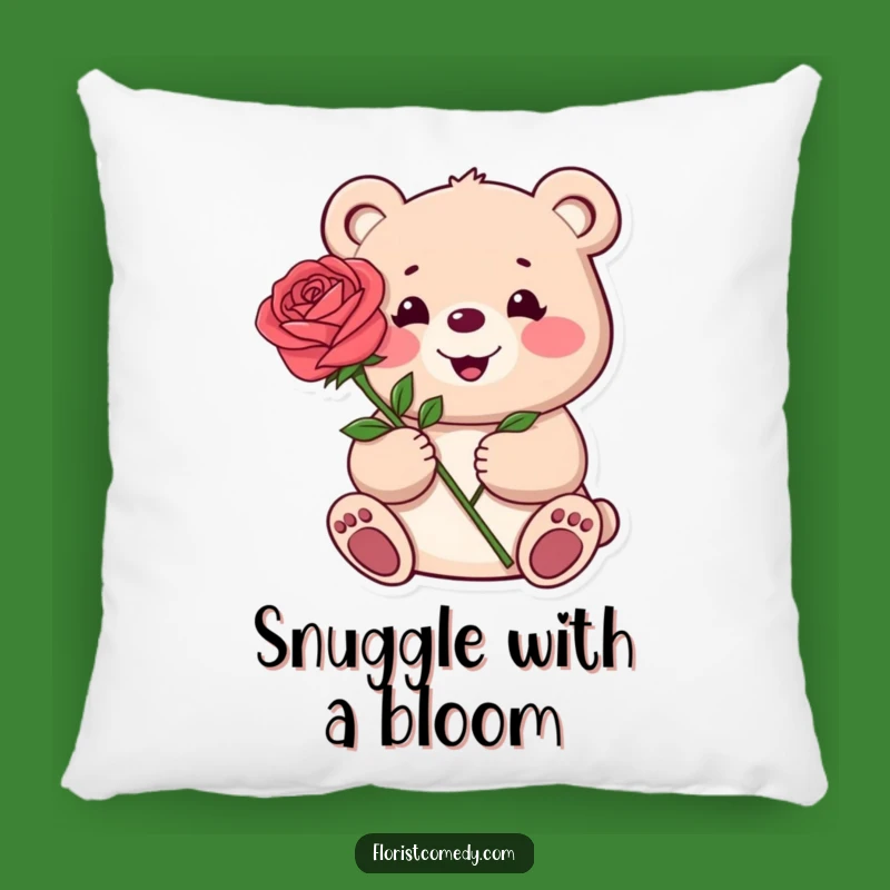 Funny Bear Rose Pillow: Cozy Comfort with a Touch of Sweetness