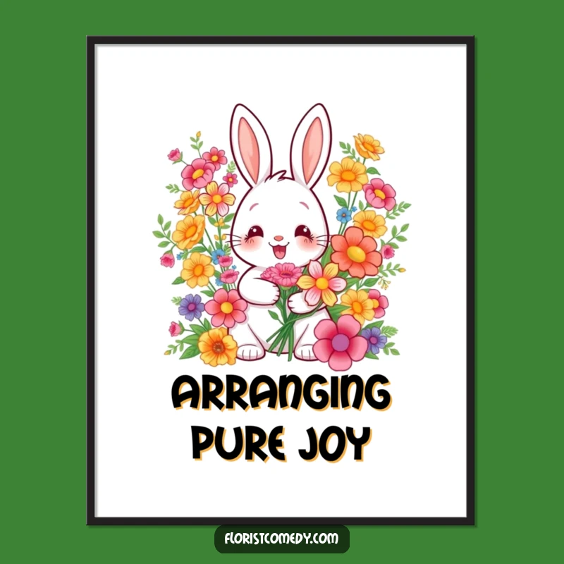 Funny Rabbit Bouquet Digital Art: Instant Cheerful Decor for Your Space