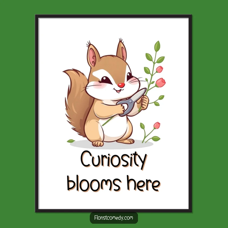 Funny Squirrel Gardener Digital Art: Instant Whimsy for Your Walls