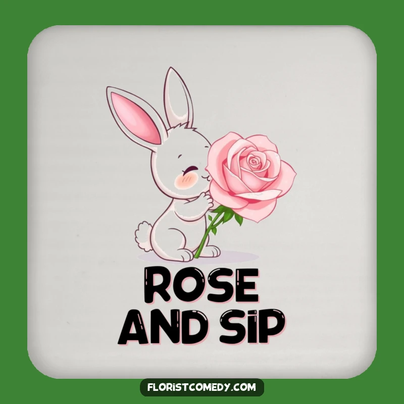 Funny Bunny Rose Coaster - Protect Surfaces with Floral Charm