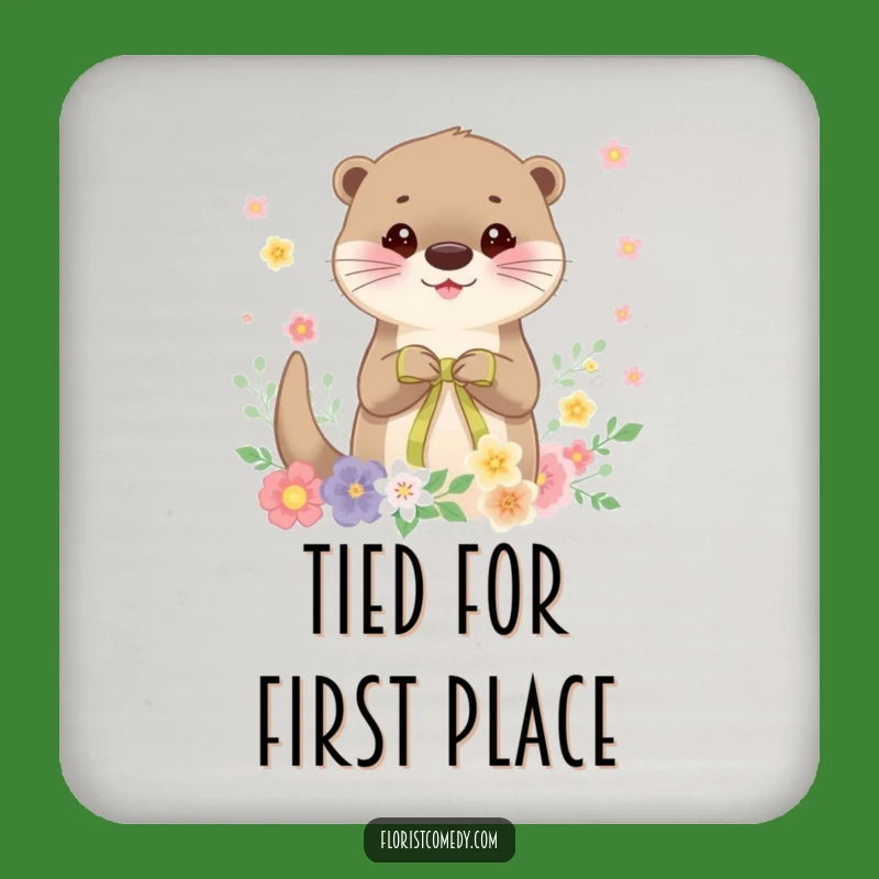 Funny Otter Coaster: Cheerful Floral Arrangement Protection - Gift!