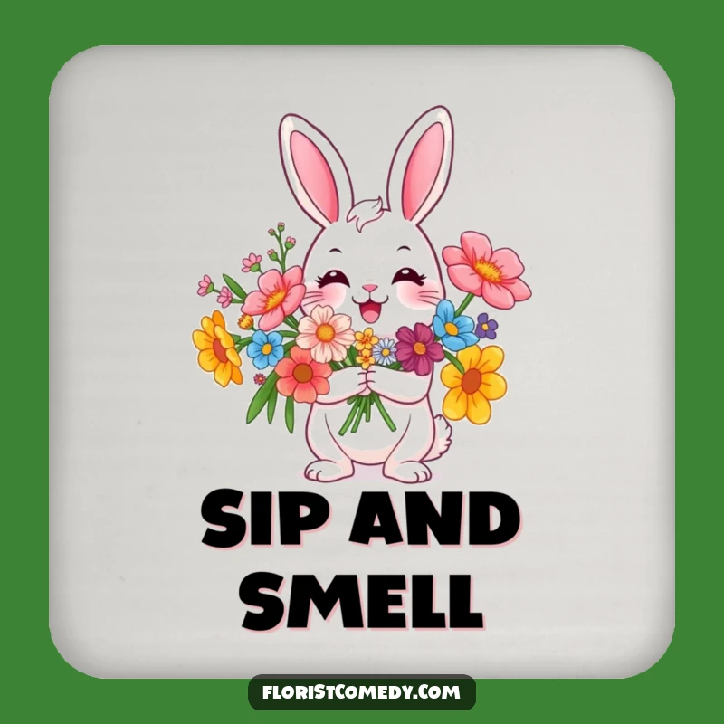 Funny Rabbit Flower Coaster - Protect Surfaces with Floral Fun