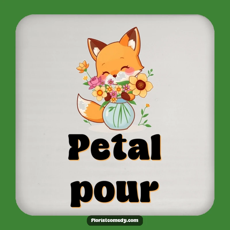 Funny Fox Flower Coaster - Protect Surfaces with Artistic Flair