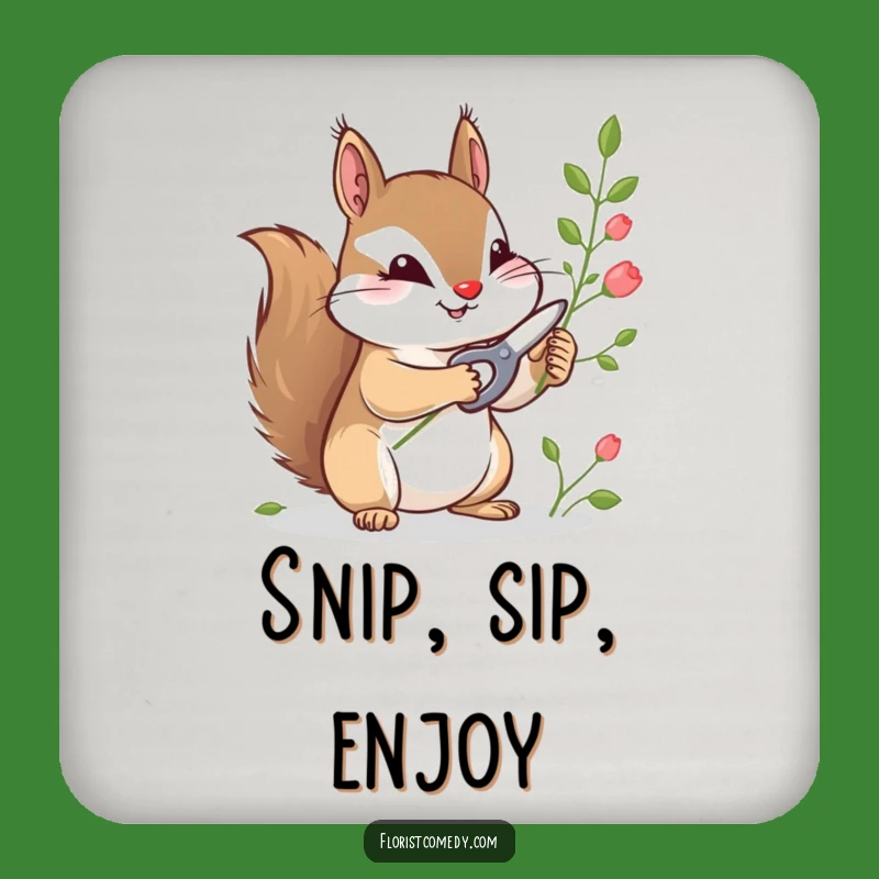 Funny Squirrel Gardener Coaster: Protect Surfaces with Woodland Whimsy