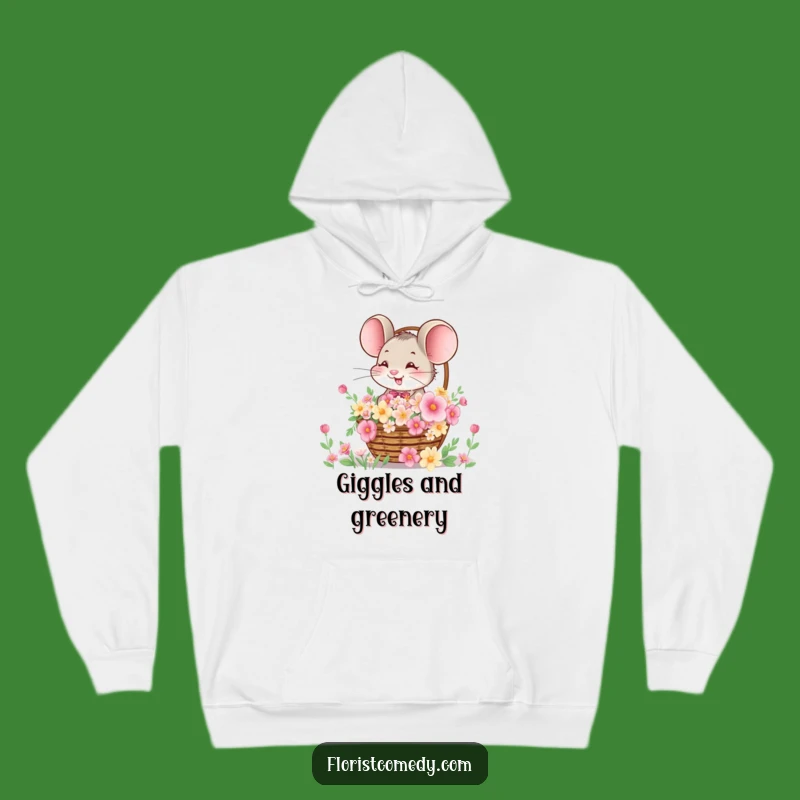 Cozy Funny Mouse Hoodie: Snuggle Up with Floral Cheer
