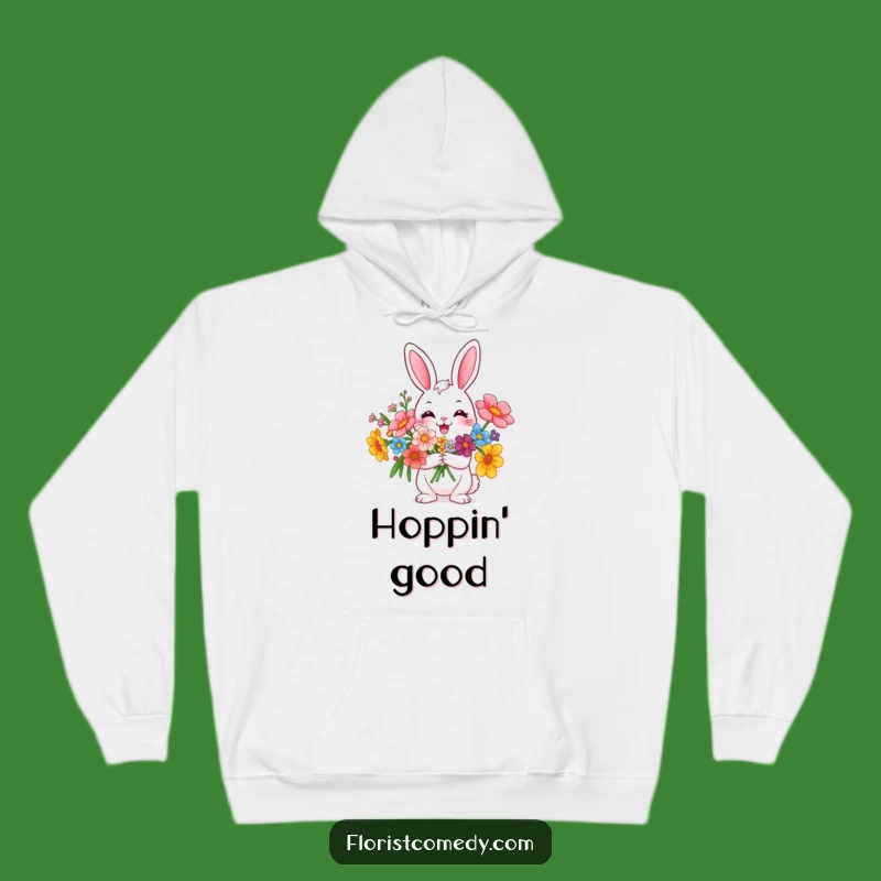 Cozy Funny Rabbit Flower Hoodie - Warm Hugs & Happy Blooms