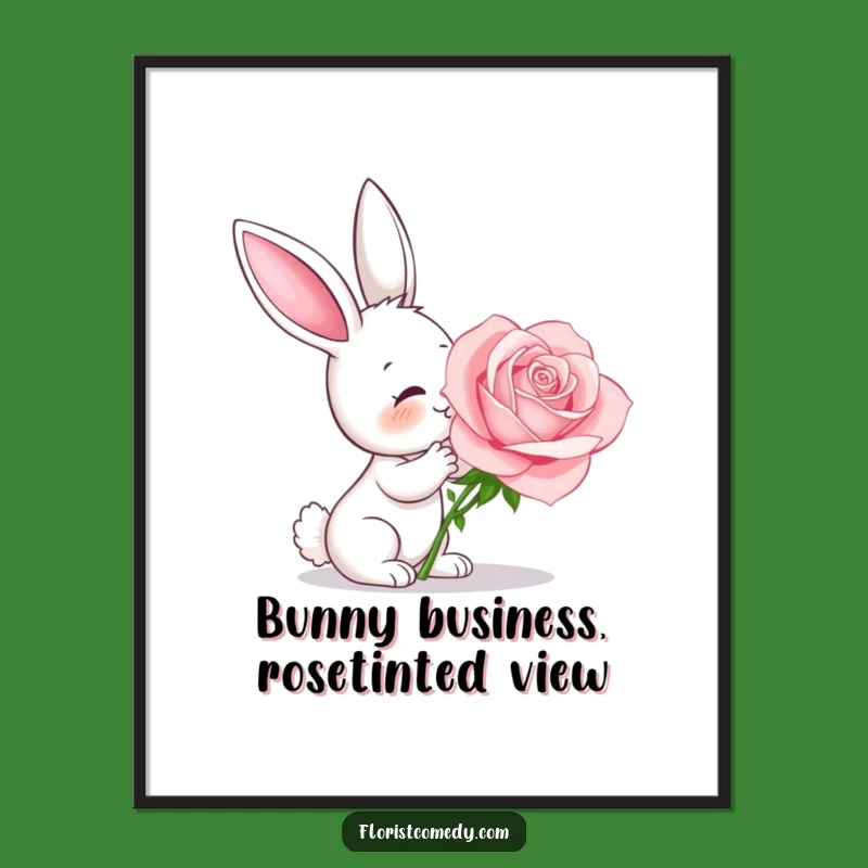 Free Printable Wall Art: Bunny Rose Delight - Funny Downloadable Decor Gift