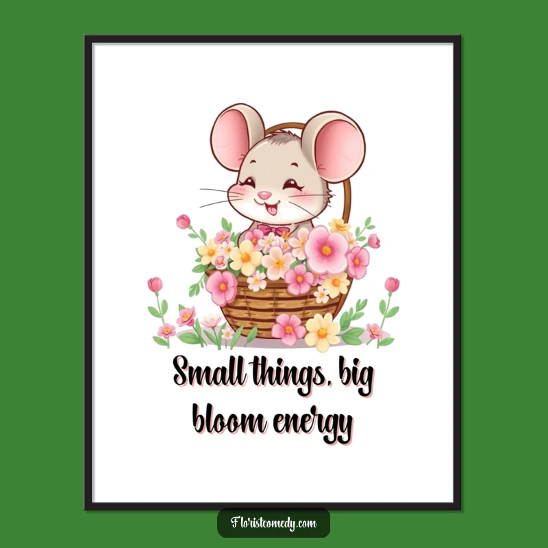 Funny Free Printable Wall Art: Giggling Mouse Flower Basket