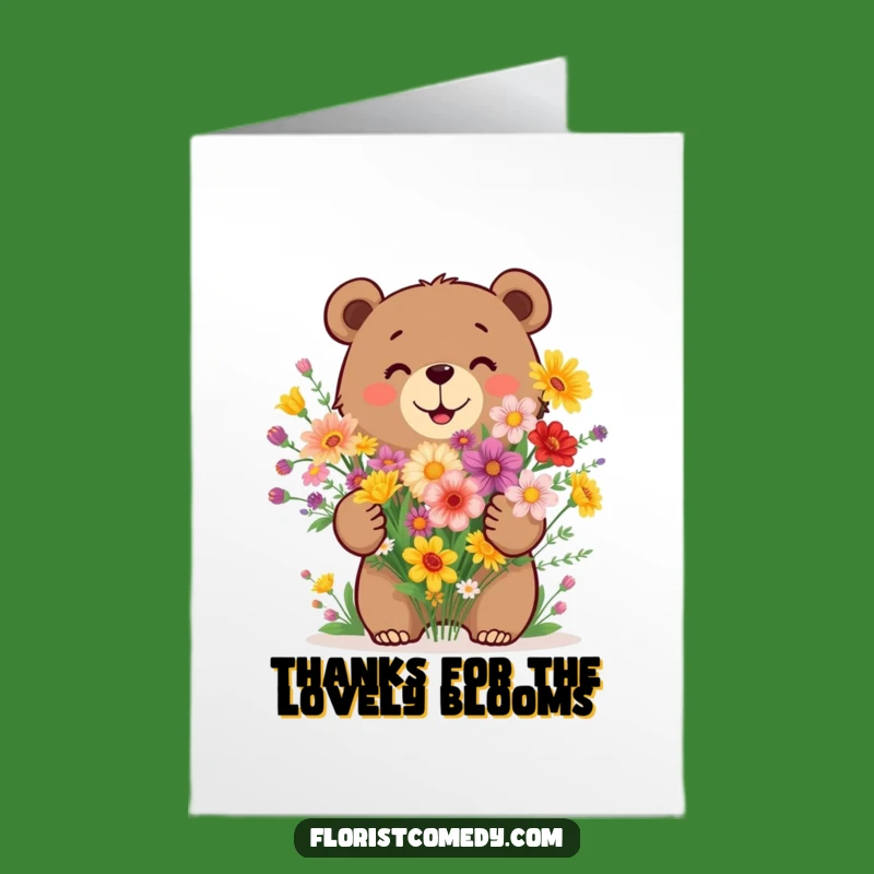 Free Printable Bear Wildflower Thank You Card - Charming Downloadable Gift of Gratitude
