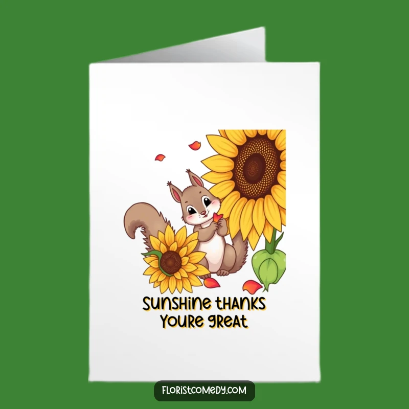 Free Printable Thank You Card: Squirrel Takes Petals, Grateful & Funny