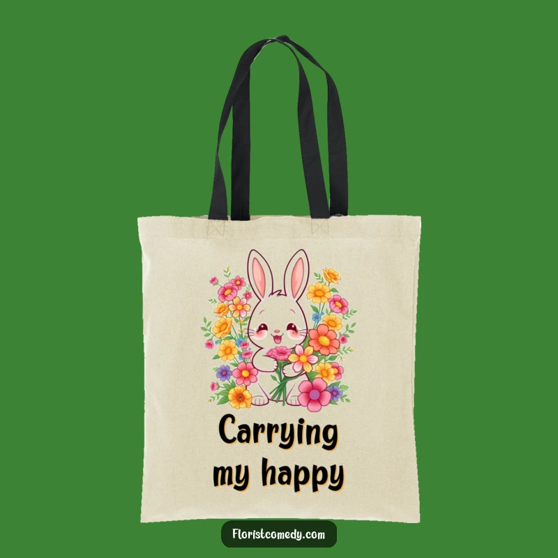Funny Rabbit Flower Tote Bag: Carry Your Blooms with Cheerful Style