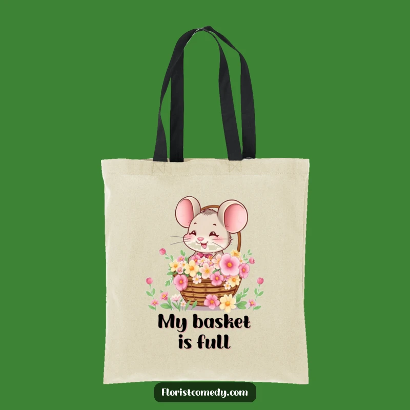 Funny Mouse Flower Basket Tote Bag: Carry Blooms with Joy